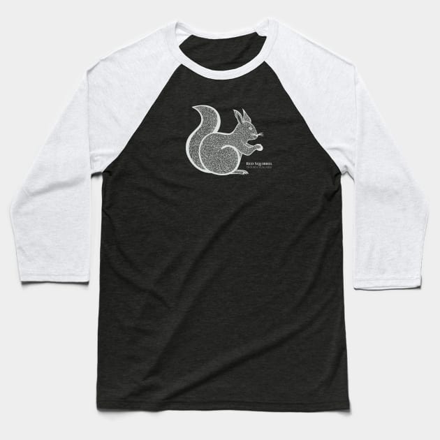 Red Squirrel with Common and Latin Names - forest animal design Baseball T-Shirt by Green Paladin